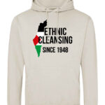 JH001 NTS FRONT Natural Stone Free Palestine Hoodie Black - HasnaGifts - Qubi - Ethnic Cleansing Since1948 Large logo