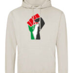 JH001 NTS FRONT Natural Stone Free Palestine Hoodie Black - HasnaGifts - Qubi - Palestine Fist New Large logo