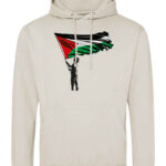 JH001 NTS FRONT Natural Stone Free Palestine Hoodie Black - HasnaGifts - Qubi - Palestine boy with flag Large logo